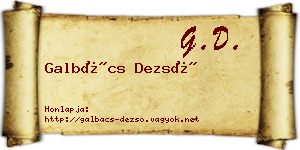 Galbács Dezső névjegykártya